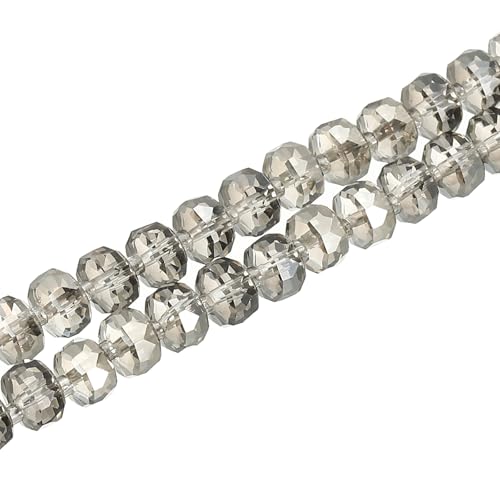 PATIKIL 75 Stk. 8mm OD 5mm dicke Kristallglasperlen, Rondelle Kristallperlen facettierter Edelfelsenstrang mit Abstandperlen für Basteln, Armband, Halskette, Transparentes Grau von PATIKIL
