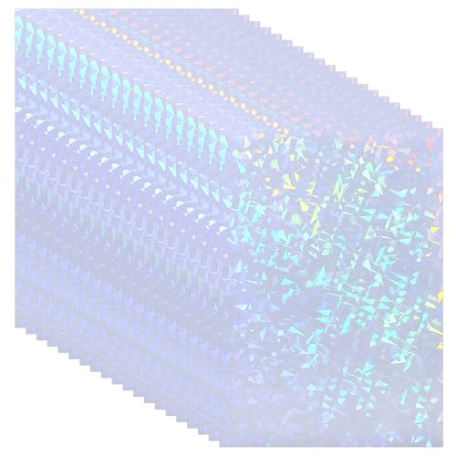 PATIKIL 8,3x5,8" Holographisches Aufkleberpapier, 20 Blatt A5 Polypropylen Selbstklebende Transparente Wasserdichte Laminierfolie für Fotokarten Scrapbook-Dekorationen, Gebrochenes Glas von PATIKIL