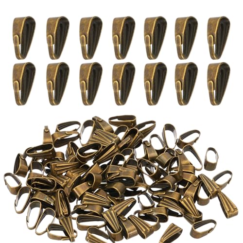 PATIKIL 8,5x3,5mm Snap Bail Haken Pinch, 200 Stück Legierung Anhänger Charme Verschlussverbinder Bail für Halskette Schmuckherstellung Armband Anhänger DIY Basteln, Bronze von PATIKIL