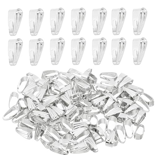 PATIKIL 8,5x3,5mm Snap Bail Haken Pinch, 200 Stück Legierung Anhänger Charme Verschlussverbinder Bail für Halskette Schmuckherstellung Armband Anhänger DIY Basteln, Silberton von PATIKIL
