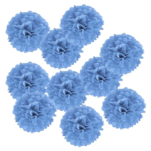 PATIKIL 8" Tissue Pom Poms Blumen, 10er Pack Papierblumenkugel für Hochzeit Brautdusche Geburtstagsparty Junggesellinnenabschied Hintergrunddekoration, Seeblau von PATIKIL