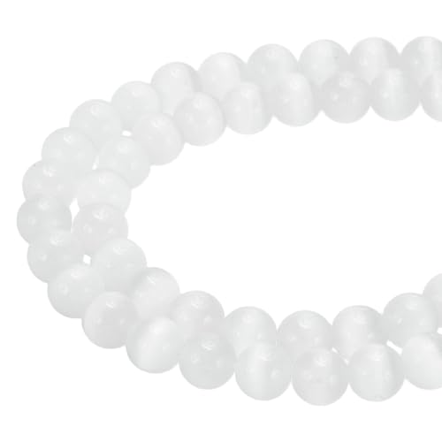 PATIKIL 8 mm Naturklare Quarzlose Perlen Set, 2 Stränge Kristallrunde Gesteinstrangperlen Perlenset Glasperlen für Armbänder Halskette Ohrringe DIY Teile Schmuck Herstellung, Weiß von PATIKIL