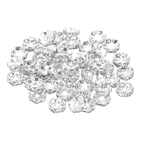 PATIKIL 8mm Abstandshalter Perlen, 200 Stück Perlenabstandshalter Rondelle Spacer Perlen Strass Kleine Runde Glasperlen in großer Menge für Schmuck Armbänder Halsketten DIY, Silber von PATIKIL