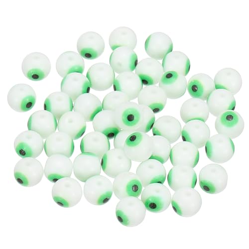 PATIKIL 8mm Böse Augen Perlen, 100 Stück Glas Türkische Böse Augen Charm Runde Spacer Perlen Anhänger Verbinder für DIY Kunsthandwerk Armband Halskette Ohrringe Herstellung, Weiß Grün von PATIKIL