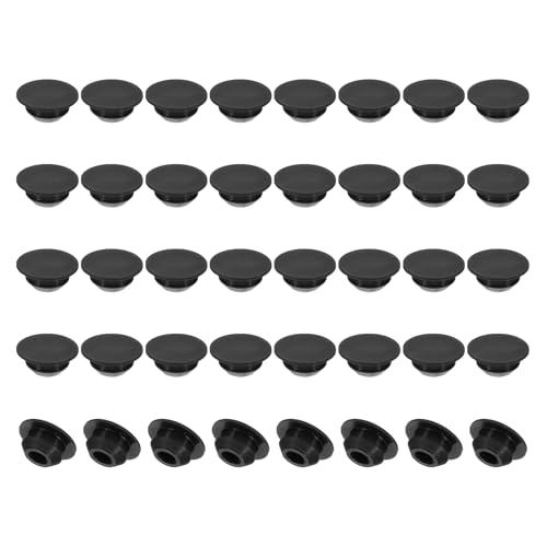 PATIKIL 8mm Durchmesser Silikon Runder Druckknopf, 40 Stück Verriegelung Möbel Lochstecker Knopf Breite Kante Schutzabdeckung Passend für 8mm Loch für Dichtung Schottzylinder, Schwarz von PATIKIL