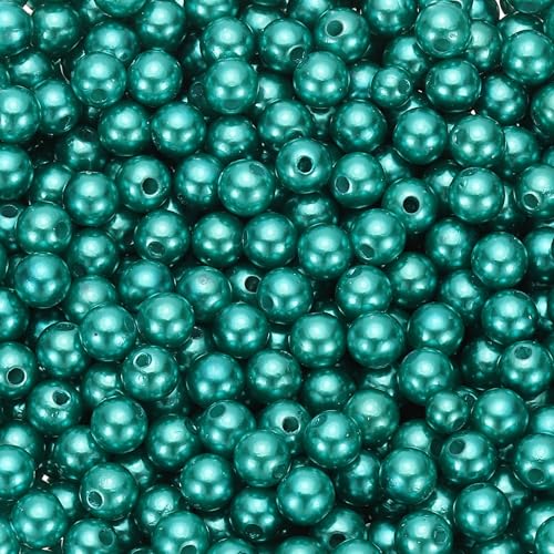 PATIKIL 8mm Runde Glänzende Perlen Set, 980 Stück Faux Lose Perlen mit Loch Perlenset für Armbänder Halskette Ohrringe DIY Teile Schmuck Herstellung Hochzeit Party, Himmelblau von PATIKIL