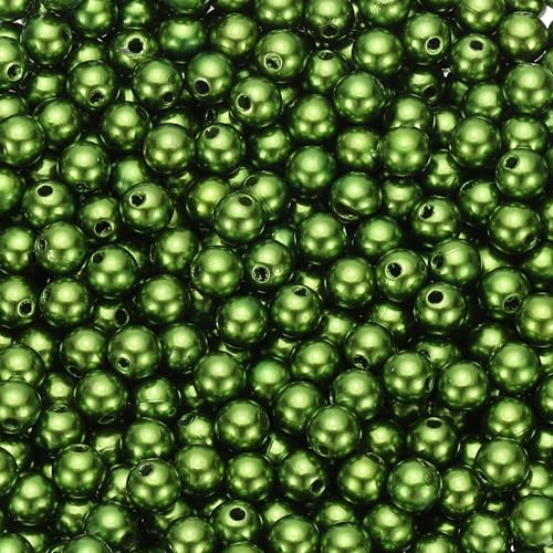 PATIKIL 8mm Runde Glänzende Perlen Set, 980 Stück Faux Lose Perlen mit Loch Perlenset für Armbänder Halskette Ohrringe DIY Teile Schmuck Herstellung Hochzeit Party, Olivgrün von PATIKIL