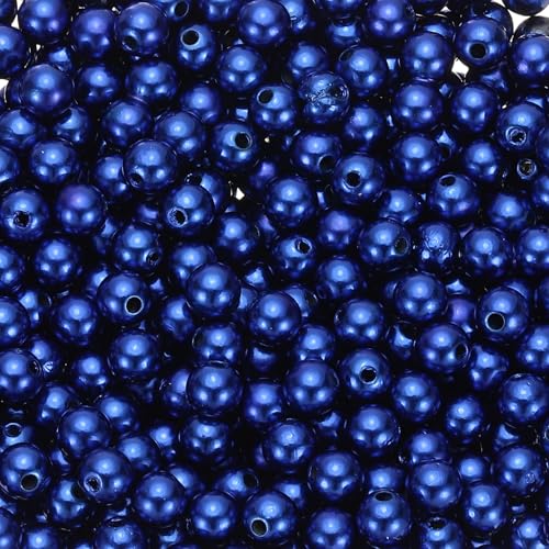 PATIKIL 8mm Runde Glänzende Perlen Set, 980 Stück Faux Lose Perlen mit Loch Perlenset für Armbänder Halskette Ohrringe DIY Teile Schmuck Herstellung Hochzeit Party, Saphirblau von PATIKIL