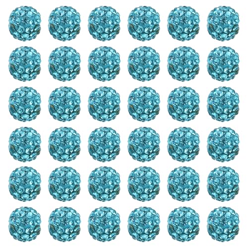 PATIKIL 8mm Strass Tonperlen, 100er Pack Runde Polymer Clay Kristall Charm Perlen für Schmuckherstellung Basteldekoration Halskette Armbänder DIY, Blau von PATIKIL
