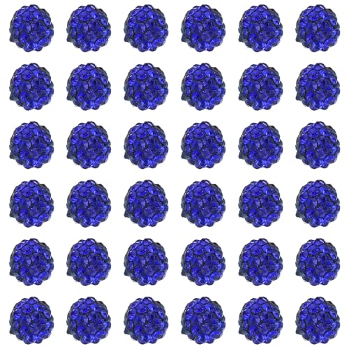 PATIKIL 8mm Strass Tonperlen, 100er Pack Runde Polymer Clay Kristall Charm Perlen für Schmuckherstellung Basteldekoration Halskette Armbänder, Dunkelblau von PATIKIL