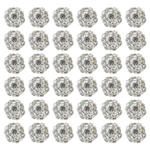 PATIKIL 8mm Strass Tonperlen, 100er Pack Runde Polymer Clay Kristall Charm Perlen für Schmuckherstellung Basteldekoration Halskette Armbänder DIY, Weiß von PATIKIL