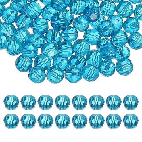 PATIKIL 8mm runde Kristallperlen, 100 Stück Glas facettierte Kugel Perlen lose Abstand Perle für Schmuckherstellung Armband Halskette Ohrringe, Blau von PATIKIL