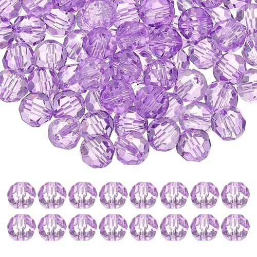 PATIKIL 8mm runde Kristallperlen, 100 Stück Glas facettierte Kugel Perlen lose Abstand für Schmuckherstellung Armband Halskette Ohrringe, Lavendel von PATIKIL