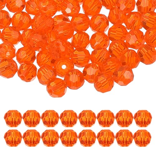 PATIKIL 8mm runde Kristallperlen, 100 Stück Glas facettierte Kugelperlen lose Abstand für die Schmuckherstellung Armband Halskette Ohrringe, Dunkelorange PATIKIL 8mm runde Kristallperlen, 100 Stück Glas facettierte Kugelperlen lose Abstand für die Schmuckherstellung Armband Halskette Ohrringe, Dunkelorange von PATIKIL