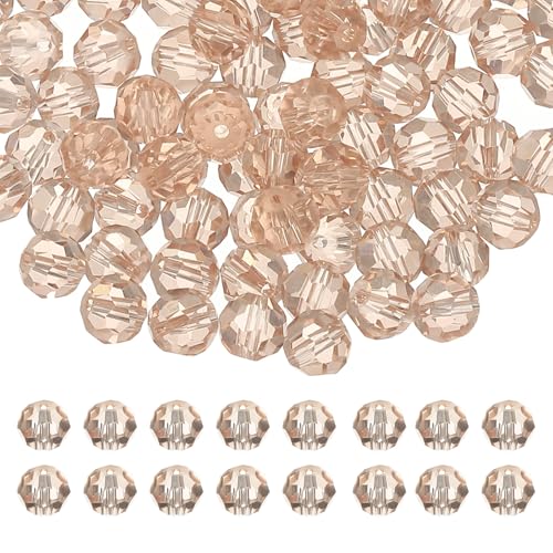 PATIKIL 8mm runde Kristallperlen, 100 Stück Glas facettierte Kugelperlen lose Abstandperle für die Schmuckherstellung Armband Halskette Ohrringe, Champagner von PATIKIL