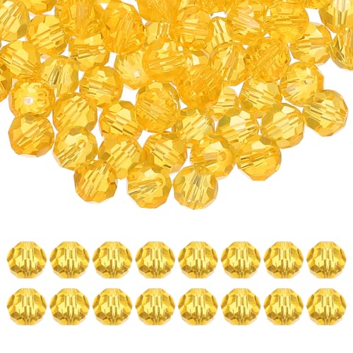 PATIKIL 8mm runde Kristallperlen, 100 Stück Glas facettierte Kugelperlen lose Abstandperle für die Schmuckherstellung Armband Halskette Ohrringe, Gelb PATIKIL 8mm runde Kristallperlen, 100 Stück Glas facettierte Kugelperlen lose Abstandperle für die Schmuckherstellung Armband Halskette Ohrringe, Gelb von PATIKIL