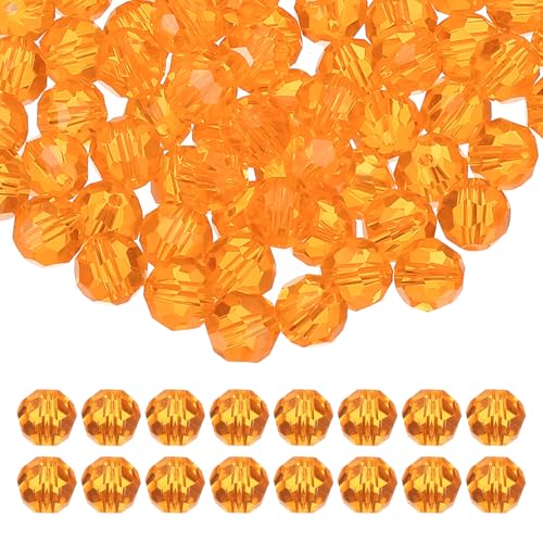 PATIKIL 8mm runde Kristallperlen, 100 Stück Glas facettierte Kugelperlen lose Abstandperle für die Schmuckherstellung Armband Halskette Ohrringe, Orange von PATIKIL