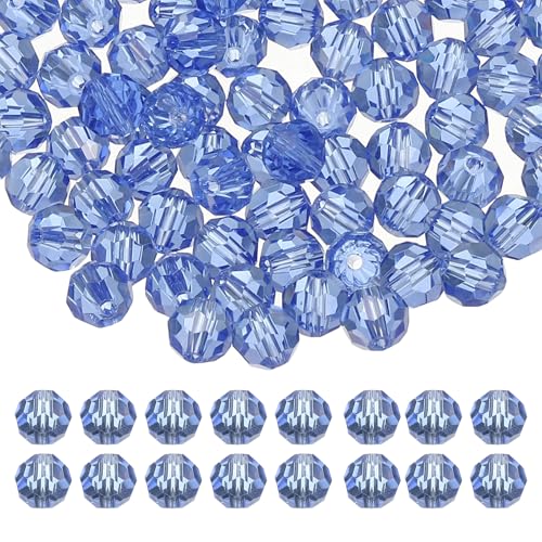 PATIKIL 8mm runde Kristallperlen, 100 Stück Glas facettierte Kugelperlen lose Abstandshalter für die Schmuckherstellung Armband Halskette Ohrringe, Hellblau von PATIKIL
