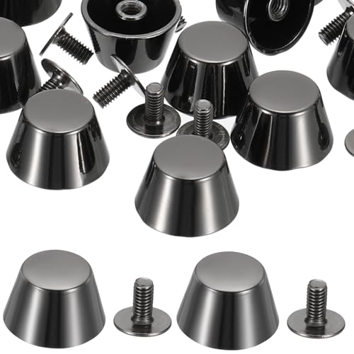 PATIKIL 9 * 10.5x15mm Nieten für Kleidung, 12er Set Metallknopf-Nieten Schrauben-Kit Schraubverschluss Flachkopf-Nieten Schraubknöpfe DIY Lederfassnieten, Schwarz von PATIKIL