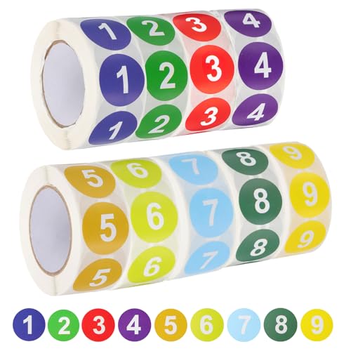 PATIKIL 9 Rollen Nummer 1-9 Kreisaufkleber, 1 Zoll runde farbcodierte selbstklebende Nummernaufkleber 500 Etiketten/Rolle für die Organisation zu Hause und im Büro, Multicolor PATIKIL 9 Rollen Nummer 1-9 Kreisaufkleber, 1 Zoll runde farbcodierte selbstklebende Nummernaufkleber 500 Etiketten/Rolle für die Organisation zu Hause und im Büro, Multicolor von PATIKIL