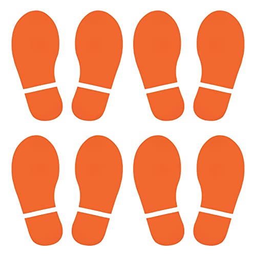 PATIKIL 9.8x3.7" Fußabdrücke Boden Aufkleber 4 Paare PVC Schuhe Fußabdruck Boden Wand Treppe Abziehbild Aufkleber für Hause Klassenraum Deko Orange von PATIKIL