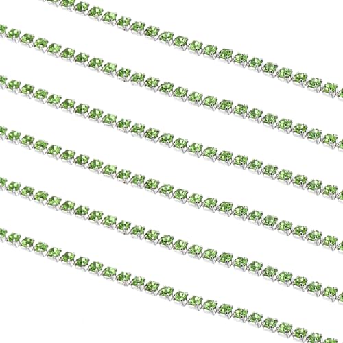 PATIKIL 90 Yards Kristall Strass Schließen Kette Trimmen 1 Rolle 2mm Trimmklaue Kette Schnur für Kunsthandwerk Schmuck Basteln Nähen Grün von PATIKIL