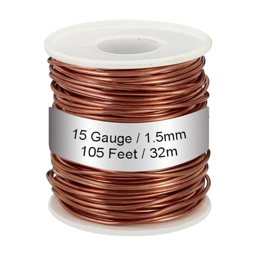 PATIKIL 99,9% Weicher Kupferdraht, 15 Gauge/1,5 mm Durchmesser, 105 Fuß/32 m, 1,1 Pfund Spule Reiner Kupferdraht für Schmuckherstellung, Perlen, Gartenpflanzen PATIKIL 99,9% Weicher Kupferdraht, 15 Gauge/1,5 mm Durchmesser, 105 Fuß/32 m, 1,1 Pfund Spule Reiner Kupferdraht für Schmuckherstellung, Perlen, Gartenpflanzen von PATIKIL
