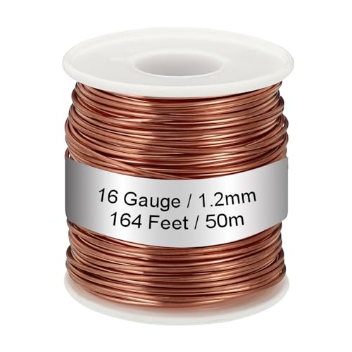 PATIKIL 99,9% Weicher Kupferdraht, 16 Gauge/1,2 mm Durchmesser, 164 Fuß/50 m, 1,1 Pfund Spule reiner Kupferdraht für Schmuckherstellung, Perlen, Gartenpflanzen PATIKIL 99,9% Weicher Kupferdraht, 16 Gauge/1,2 mm Durchmesser, 164 Fuß/50 m, 1,1 Pfund Spule reiner Kupferdraht für Schmuckherstellung, Perlen, Gartenpflanzen von PATIKIL
