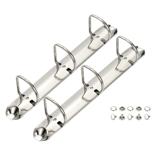 PATIKIL A5 3-Loch-Ringbuchmechanismen, 2er Set 1,18" D-Ring Ersatz-Bindemechanismen für Binder-Planer, lose Blatt-Bindungsschienen für DIY Füllpapier-Aufbewahrungsordner, 26mm Silberton von PATIKIL