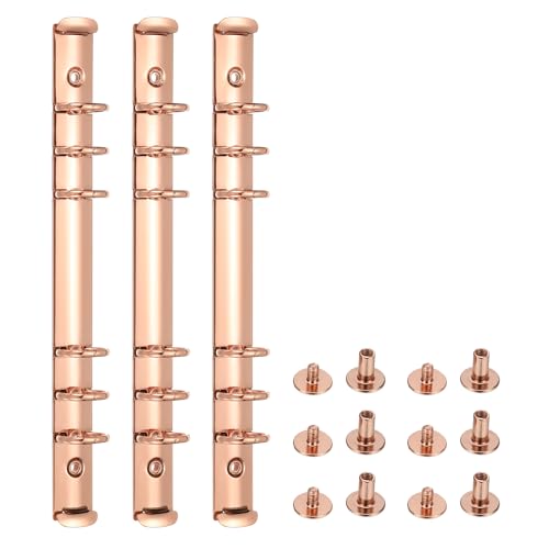 PATIKIL A5 6-Loch Ringbuchmechanismen, 3er Set Ersatzbinder Planer, Roségold von PATIKIL