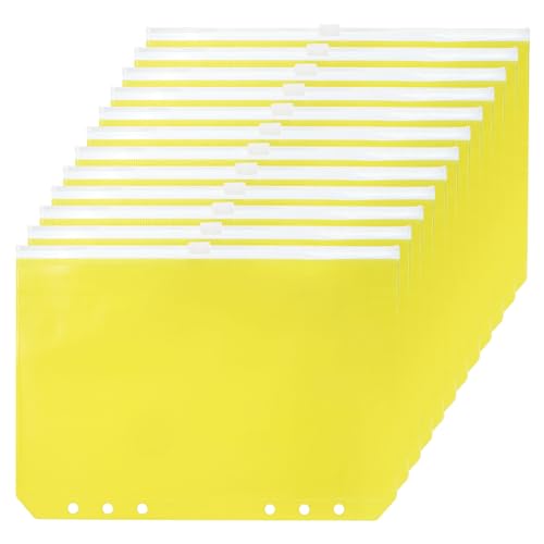 PATIKIL A5 Bindetasche 12 Pack PVC Reißverschluss 6 Löcher Binder Tasche Mappen Dokument Wasserdicht Ablage Lagerung Lose Blatt Taschen für 6-Ring Buchbinderei Gelb PATIKIL A5 Bindetasche 12 Pack PVC Reißverschluss 6 Löcher Binder Tasche Mappen Dokument Wasserdicht Ablage Lagerung Lose Blatt Taschen für 6-Ring Buchbinderei Gelb von PATIKIL