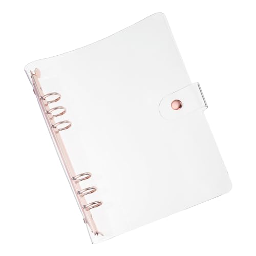 PATIKIL A5 Klare Binderhülle, weiche PVC-Loose-Leaf-Binder-Schutzhülle mit Druckknopfverschluss, 6 Roségold-Ringe für DIY-Meeting-Notizbuch-Ordner, transparent von PATIKIL