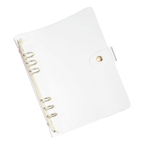 PATIKIL A5 Klare Binderhülle, weiche PVC-Loose-Leaf-Binder-Schutzhülle mit Druckknopfverschluss, 6 goldene Ringe für DIY-Meeting-Notizbuch-Ordner, transparent PATIKIL A5 Klare Binderhülle, weiche PVC-Loose-Leaf-Binder-Schutzhülle mit Druckknopfverschluss, 6 goldene Ringe für DIY-Meeting-Notizbuch-Ordner, transparent von PATIKIL