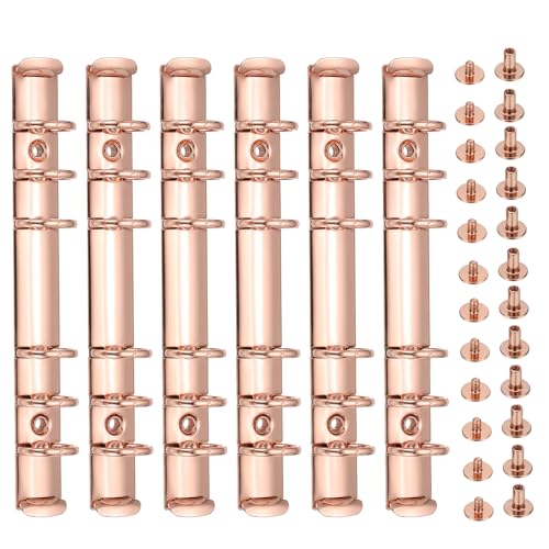 PATIKIL A6 6-Loch Ringbuchmechanismen, 6er-Set Ringbuchrücken Ersatz für Ringbuchplaner, Roségold von PATIKIL