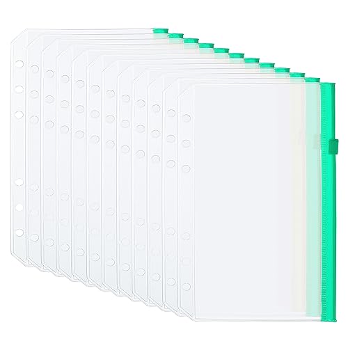 PATIKIL A6 Klar Binder Tasche 12Stk PVC Reißverschluss 6 Löcher Binder Tasche Ordner Dokument Wasserdicht Ablage Lagerung Lose Blatt Taschen für 6-Ring Buch Binder Grün PATIKIL A6 Klar Binder Tasche 12Stk PVC Reißverschluss 6 Löcher Binder Tasche Ordner Dokument Wasserdicht Ablage Lagerung Lose Blatt Taschen für 6-Ring Buch Binder Grün von PATIKIL