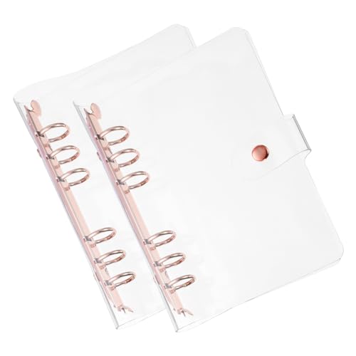 PATIKIL A6 Klare Binderabdeckung, 2 Stück weiche PVC-Loose-Leaf-Binder-Schutzhülle mit Druckknopfverschluss, 6 Roségold-Ringe für DIY-Meeting-Notizbuch-Ordner, klar von PATIKIL