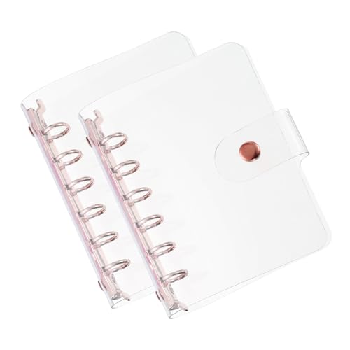 PATIKIL A7 Klare Binderabdeckung, 2 Stück weiche PVC-Loose-Leaf-Binder-Schutzhülle mit Druckknopfverschluss, 6 Roségold-Ringe für DIY-Meeting-Notizbuch-Ordner, klar PATIKIL A7 Klare Binderabdeckung, 2 Stück weiche PVC-Loose-Leaf-Binder-Schutzhülle mit Druckknopfverschluss, 6 Roségold-Ringe für DIY-Meeting-Notizbuch-Ordner, klar von PATIKIL