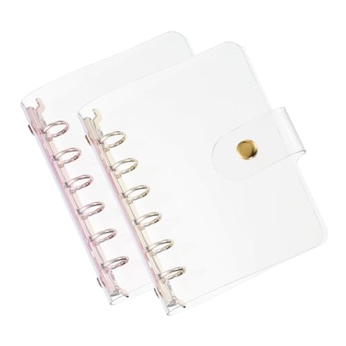 PATIKIL A7 Klare Binderabdeckung, 2 Stück weiche PVC-Loose-Leaf-Binder-Schutzhülle mit Druckknopfverschluss, 6 mehrfarbige Ringe für DIY-Meeting-Notizbuch-Ordner, klar PATIKIL A7 Klare Binderabdeckung, 2 Stück weiche PVC-Loose-Leaf-Binder-Schutzhülle mit Druckknopfverschluss, 6 mehrfarbige Ringe für DIY-Meeting-Notizbuch-Ordner, klar von PATIKIL