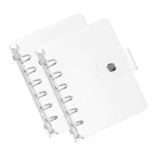 PATIKIL A7 Klare Binderabdeckung, 2 Stück weiche PVC-Loose-Leaf-Binder-Schutzhülle mit Druckknopfverschluss, 6 silberfarbene Ringe für DIY-Meeting-Notizbuch-Ordner, klar von PATIKIL