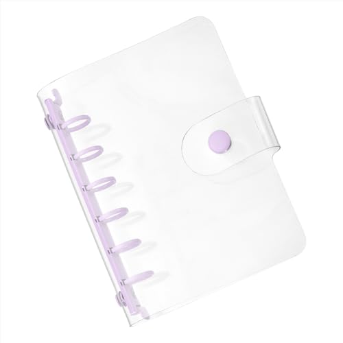 PATIKIL A7 Klare Binderabdeckung, weiche PVC-Loose-Leaf-Binder-Schutzhülle mit Druckknopfverschluss und 6 lila Ringen für DIY-Meeting-Notizbuch-Ordner, klar von PATIKIL