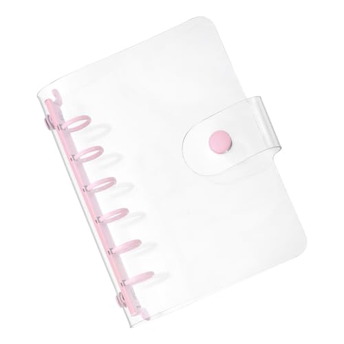 PATIKIL A7 Klare Binderabdeckung, weiche PVC-Loose-Leaf-Binder-Schutzhülle mit Druckknopfverschluss und 6 pinken Ringen für DIY-Meeting-Notizbuch-Ordner, klar von PATIKIL