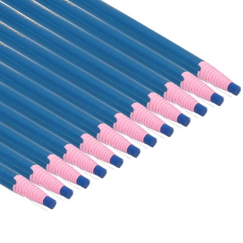 PATIKIL Abziehbare China-Marker, 12er Pack Fett Wachsstifte Holz für Glas Kleidung Zeichnen Film Papier Vinyl Metall, Blau von PATIKIL