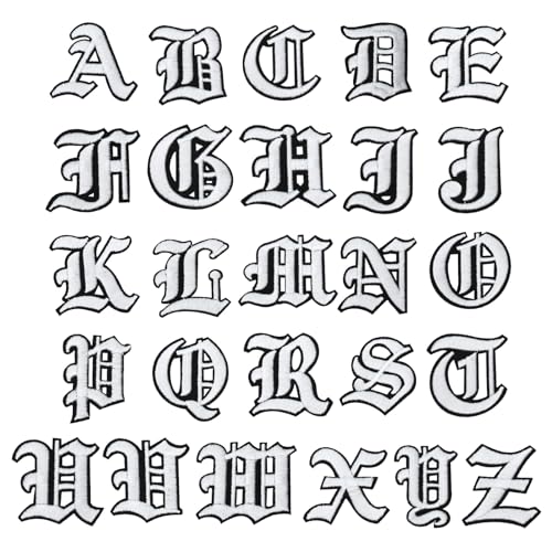 PATIKIL Altes Englisch Buchstaben bestickt Patch Applikation, 26 Stk. Vintage Alphabet Aufnäher zum Aufbügeln oder Aufnähen a bis z zur Reparatur von Kleidung, 2"Lx2"W, Weiß PATIKIL Altes Englisch Buchstaben bestickt Patch Applikation, 26 Stk. Vintage Alphabet Aufnäher zum Aufbügeln oder Aufnähen a bis z zur Reparatur von Kleidung, 2"Lx2"W, Weiß von PATIKIL