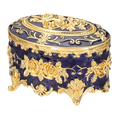 PATIKIL Antike Metall-Schmuckschatulle, ovale Schmuck-Organizer-Box Schmuck-Aufbewahrungsbox für Ringe Ohrringe Halskette, Frisiertisch, Hochzeits-Geburtstags-Geschenk Wohnkultur, Blau PATIKIL Antike Metall-Schmuckschatulle, ovale Schmuck-Organizer-Box Schmuck-Aufbewahrungsbox für Ringe Ohrringe Halskette, Frisiertisch, Hochzeits-Geburtstags-Geschenk Wohnkultur, Blau von PATIKIL