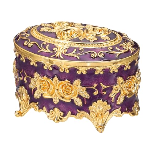 PATIKIL Antike Metall-Schmuckschatulle, ovale Schmuck-Organizer-Box Schmuck-Aufbewahrungsbox für Ringe Ohrringe Halskette, Frisiertisch, Hochzeits-Geburtstags-Geschenk Wohnkultur, Lila PATIKIL Antike Metall-Schmuckschatulle, ovale Schmuck-Organizer-Box Schmuck-Aufbewahrungsbox für Ringe Ohrringe Halskette, Frisiertisch, Hochzeits-Geburtstags-Geschenk Wohnkultur, Lila von PATIKIL