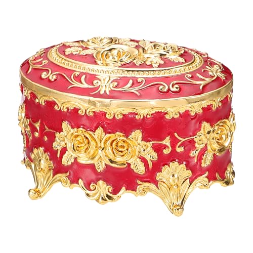 PATIKIL Antike Metall-Schmuckschatulle, ovale Schmuck-Organizer-Box Schmuck-Aufbewahrungsbox für Ringe Ohrringe Halskette, Frisiertisch, Hochzeits-Geburtstags-Geschenk Wohnkultur, Rot PATIKIL Antike Metall-Schmuckschatulle, ovale Schmuck-Organizer-Box Schmuck-Aufbewahrungsbox für Ringe Ohrringe Halskette, Frisiertisch, Hochzeits-Geburtstags-Geschenk Wohnkultur, Rot von PATIKIL