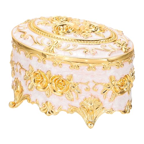 PATIKIL Antike Metall-Schmuckschatulle, ovale Schmuck-Organizer-Box Schmuck-Aufbewahrungsbox für Ringe Ohrringe Halskette, Frisiertisch, Hochzeits-Geburtstags-Geschenk Wohnkultur, Weiß PATIKIL Antike Metall-Schmuckschatulle, ovale Schmuck-Organizer-Box Schmuck-Aufbewahrungsbox für Ringe Ohrringe Halskette, Frisiertisch, Hochzeits-Geburtstags-Geschenk Wohnkultur, Weiß von PATIKIL