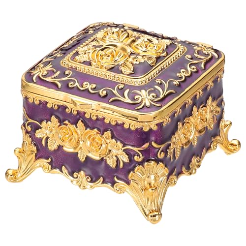 PATIKIL Antike Metall-Schmuckschatulle, quadratische Schmuck-Organizer-Box Schmuck-Aufbewahrungsbox für Ringe Ohrringe Halskette, Frisiertisch, Lila PATIKIL Antike Metall-Schmuckschatulle, quadratische Schmuck-Organizer-Box Schmuck-Aufbewahrungsbox für Ringe Ohrringe Halskette, Frisiertisch, Lila von PATIKIL