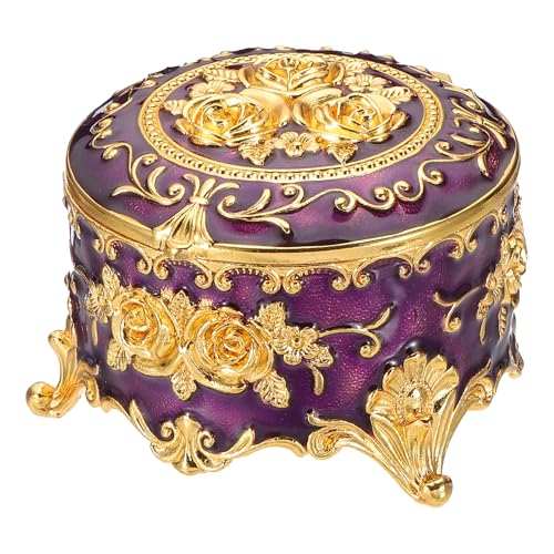 PATIKIL Antike Metall-Schmuckschatulle, runde Schmuck-Organizer-Box Schmuck-Aufbewahrungsbox für Ringe Ohrringe Halskette, Frisiertisch, Hochzeits-Geburtstags-Geschenk Wohnkultur, Lila PATIKIL Antike Metall-Schmuckschatulle, runde Schmuck-Organizer-Box Schmuck-Aufbewahrungsbox für Ringe Ohrringe Halskette, Frisiertisch, Hochzeits-Geburtstags-Geschenk Wohnkultur, Lila von PATIKIL