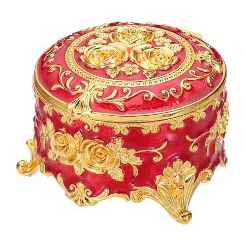 PATIKIL Antike Metall-Schmuckschatulle, runde Schmuck-Organizer-Box Schmuck-Aufbewahrungsbox für Ringe Ohrringe Halskette, Frisiertisch, Hochzeits-Geburtstags-Geschenk Wohnkultur, Rot PATIKIL Antike Metall-Schmuckschatulle, runde Schmuck-Organizer-Box Schmuck-Aufbewahrungsbox für Ringe Ohrringe Halskette, Frisiertisch, Hochzeits-Geburtstags-Geschenk Wohnkultur, Rot von PATIKIL